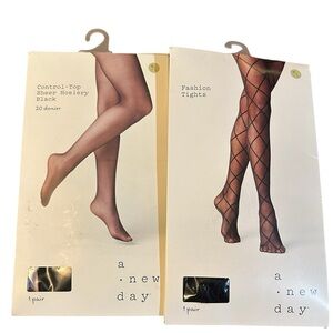 A New Day, Controlled Top, Sheer Hosiery 20 denier, Fashion Tights‎ M/L Black